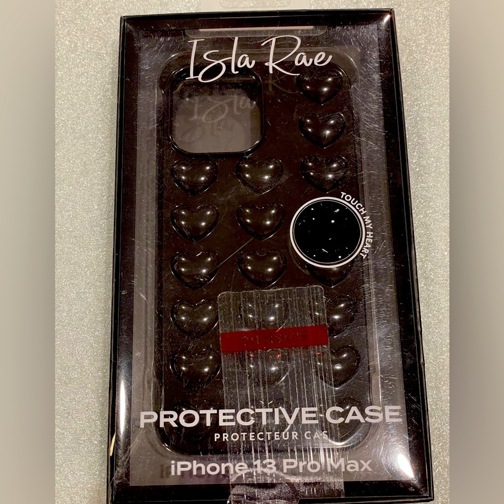 🥳BOGO! NIB Isla Rae Black Silicone Raised Bezel Heart iPhone Case 13 Pro Max